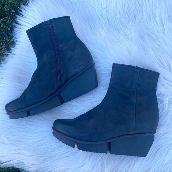 TRIPPEN Blaze Black Side-Zip Wedge Platform Leather Ankle Boots booties 40 EU - Picture 3 of 12